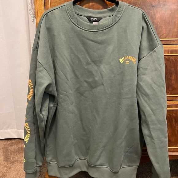 Billabong Green Crewneck Sweater Relaxed Fit - Picture 1 of 5